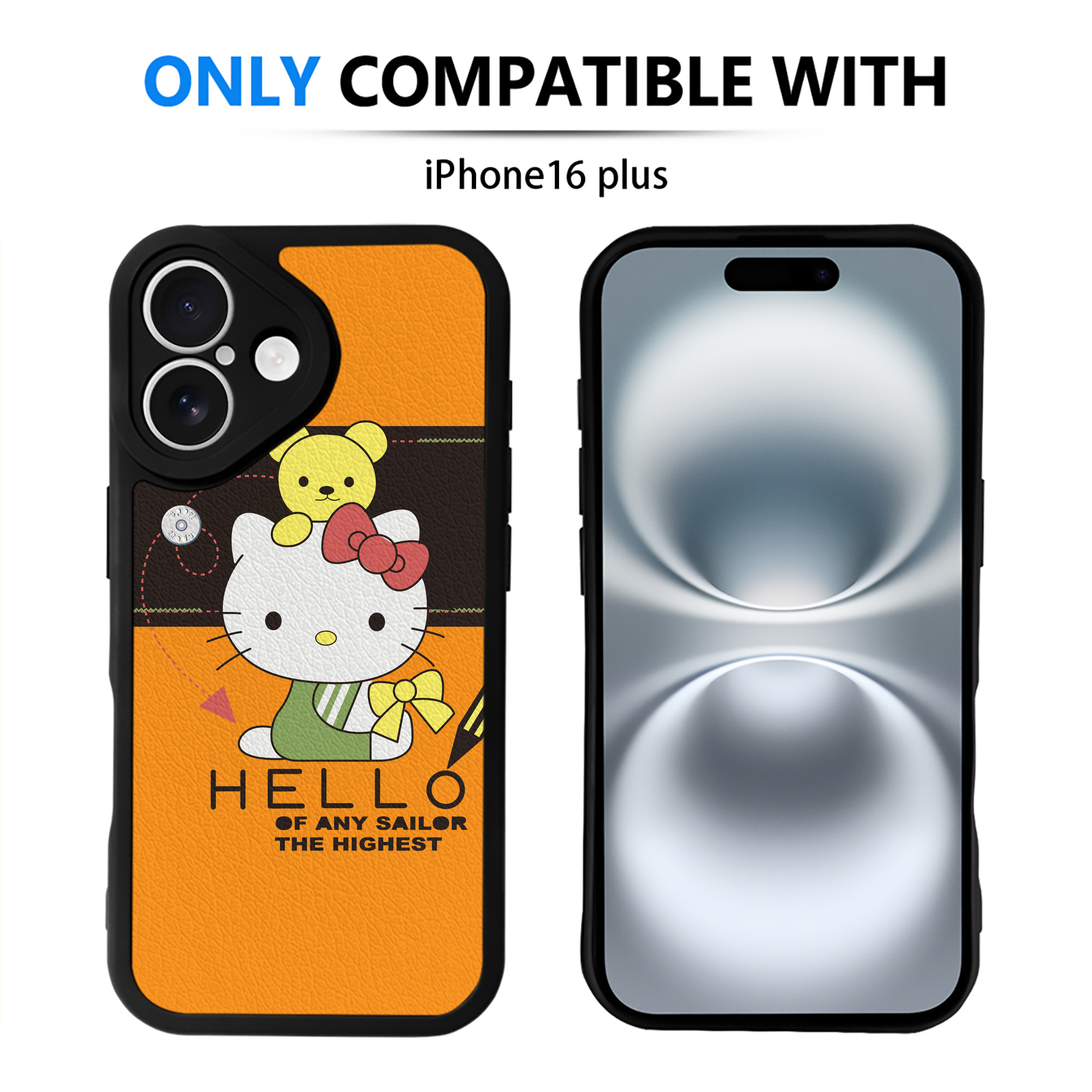 （画像用） Hello Kitty ハローキティ 【iPhone 16シリーズ対応】シリコンスマホケース（レザー調） 材質：シリコン